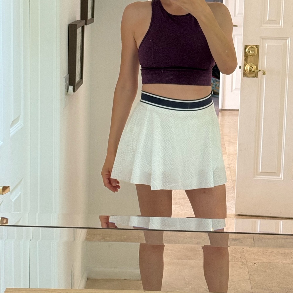 Peter Millar White Tennis Skirt w/Navy Waistband pickleball gym activewear NWT